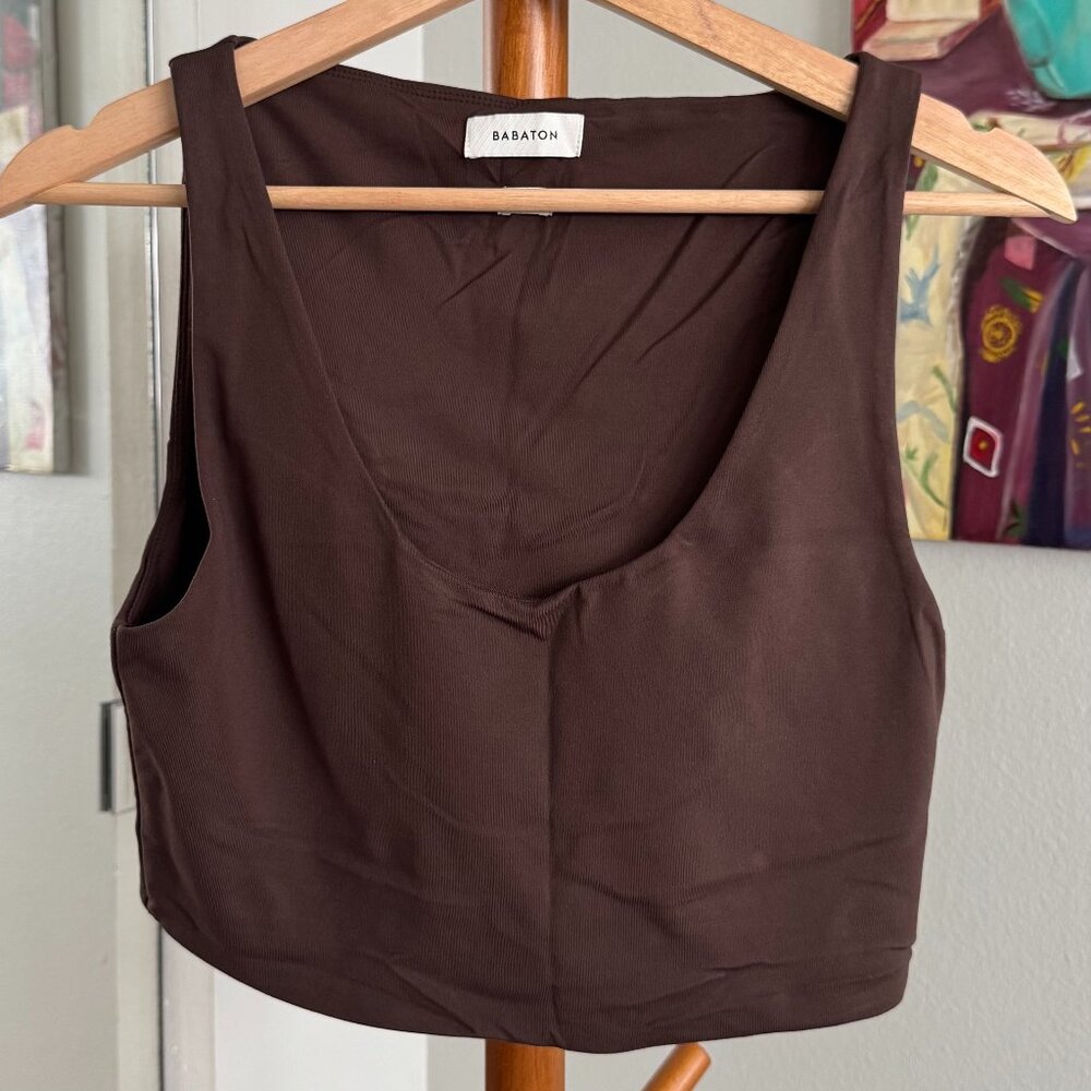 Babaton - Contour Cropped Scoopneck Tank in Brown